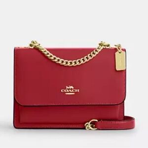 ❤️Coach NWT True Red Mini Klare Crossbody Bag with Gold Chain Strap &Hardware